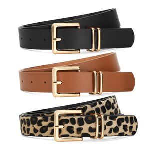 3696 3 Pack Women Leather Belts For Jeans Pants Dresses Fashion Ladies Waist
